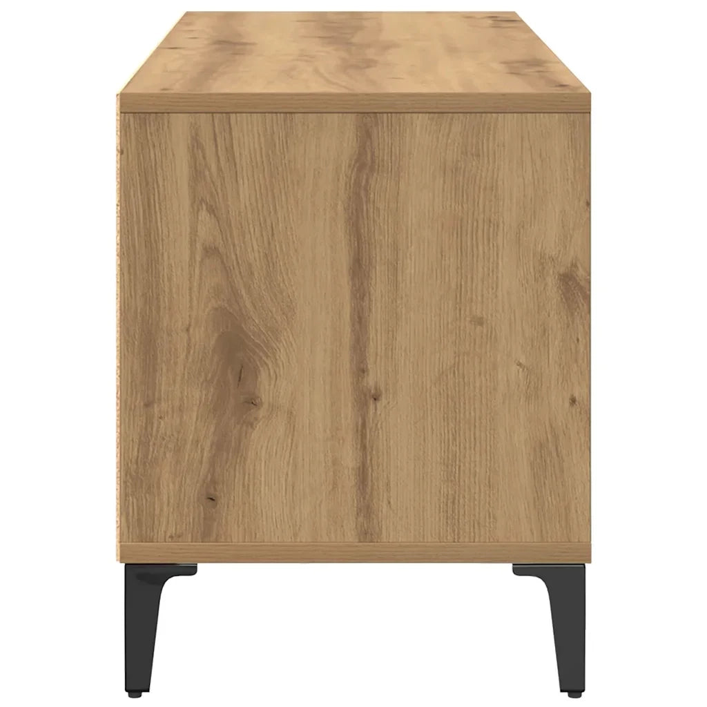 Mobile porta TV con cassetto 100 x 34,5 x 44,5 cm design rustico con vano contenitore legno di rovere lavorato a mano 02_0052740