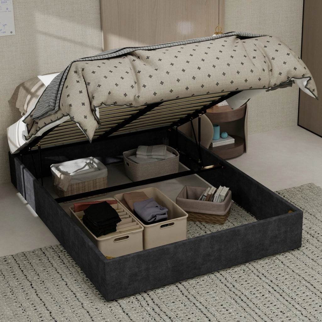 Letto minimalista - Xylo - 140x200 - Grigio velluto olandese