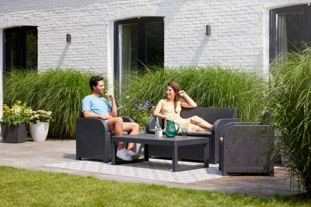 Set salotto da esterno Joliette, Salottino outdoor, Set da balcone o giardino, Composizione soggiorno per esterni, 129x62 h77 cm, Antracite