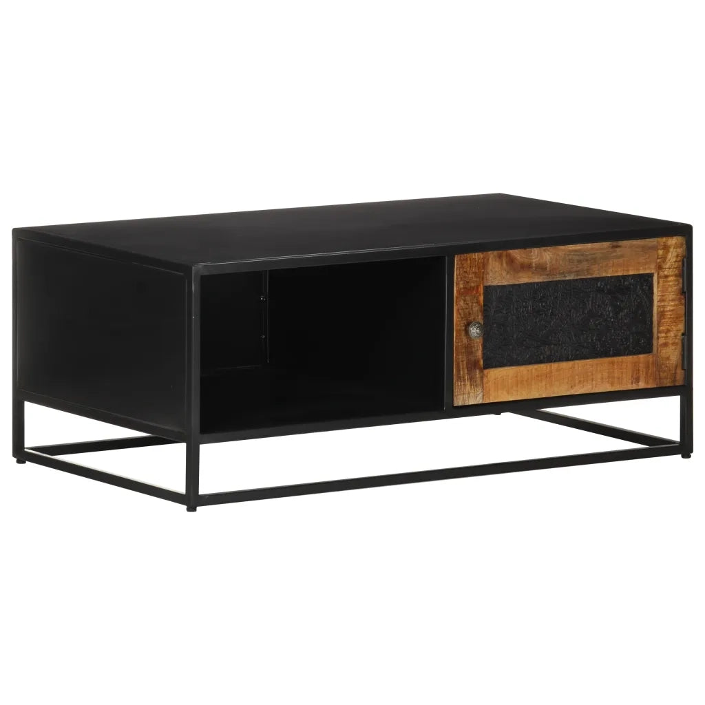 Tavolino da Salotto-Tavolino da soggiorno-Tavolo 90x50x35 cm in Legno di Mango Grezzo