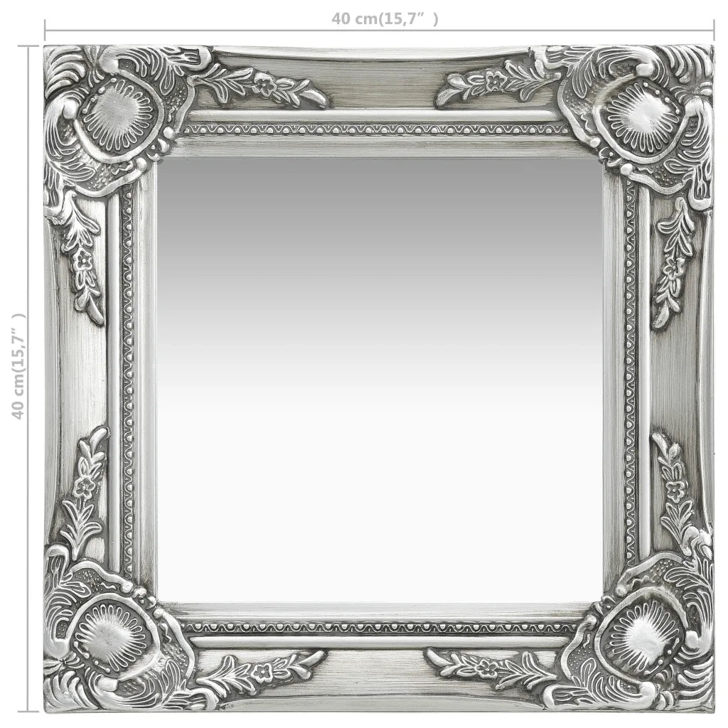 Specchio da Parete | Specchio decorativo Stile Barocco 40x40 cm Argento