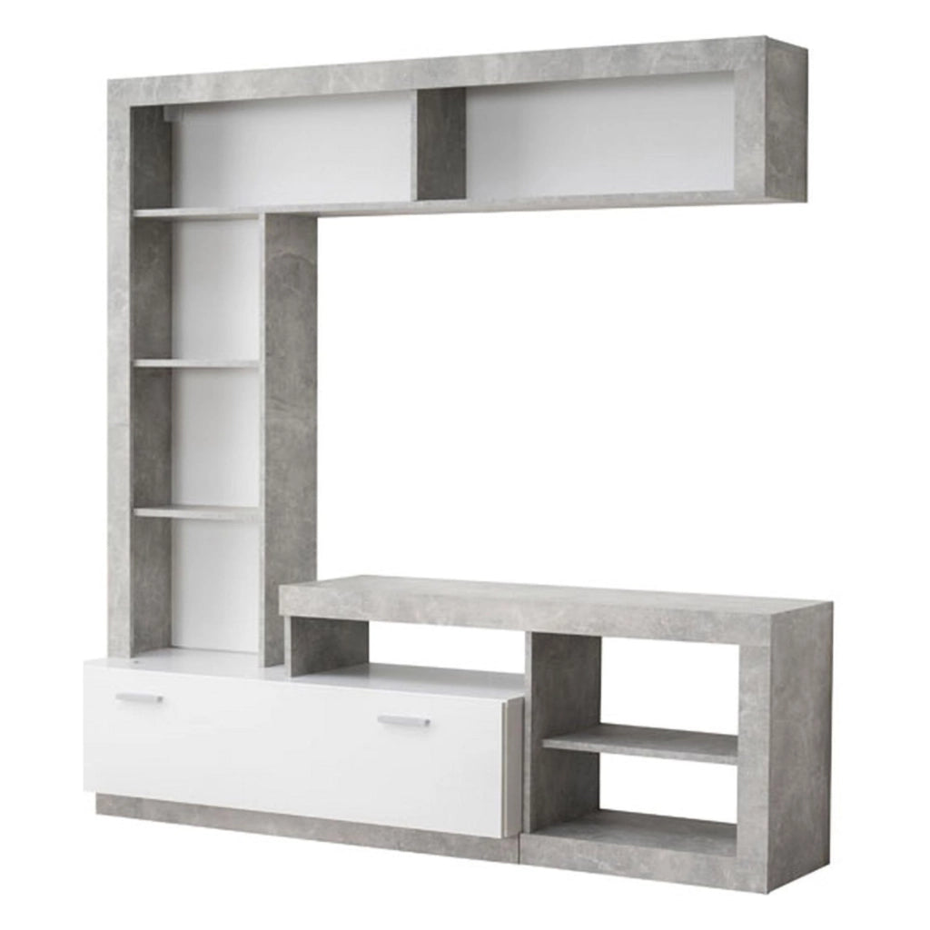 Mobile Soggiorno Moggio, Parete Attrezzata 7 Ripiani, 170.5x41.5x170.5h cm Bianco