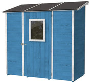 Casette Box da Giardino in Legno Porta Utensili 207x102x224 cm con Porta e Finestra Ecla Azzurra