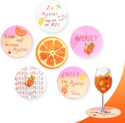 Regali Acquari per Onderzetters, 6-pack Onderzetters Acquari 10 x 10 cm per Coppe Spritz Aperol, Accessori Decorativi per Donna, Regali per Amanti dell'Aperol