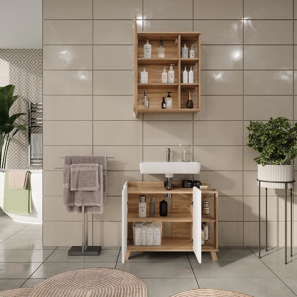 Vicco Set di mobili da bagno Sonoma/Bianco 2 parti