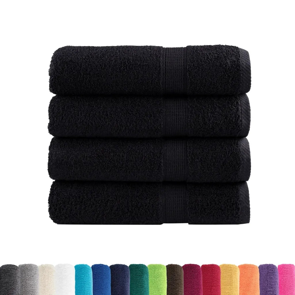 Asciugamani Premium SOLUND 4 pz Neri 50x100 cm 600 g/m² 137426