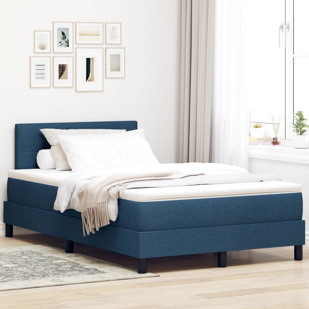 Letto Box Spring con Materasso e LED Blu 120x200 cm Tessuto