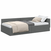 Letto singolo | Letto per adulti | Cornice del letto ad angolo Grigio scuro 90 cm x 190 cm Tessuto
