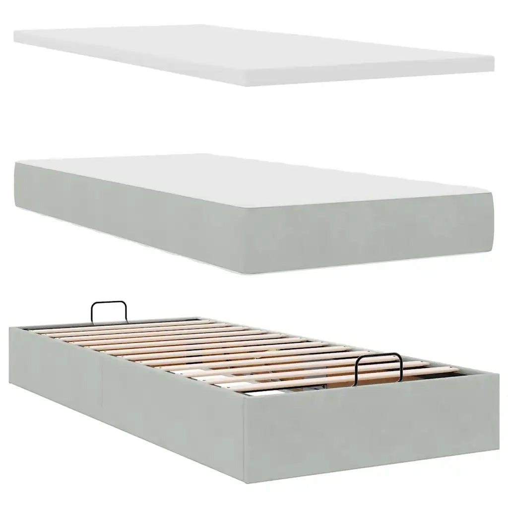 Struttura Letto Pouf con Materasso 100x200 cm Velluto