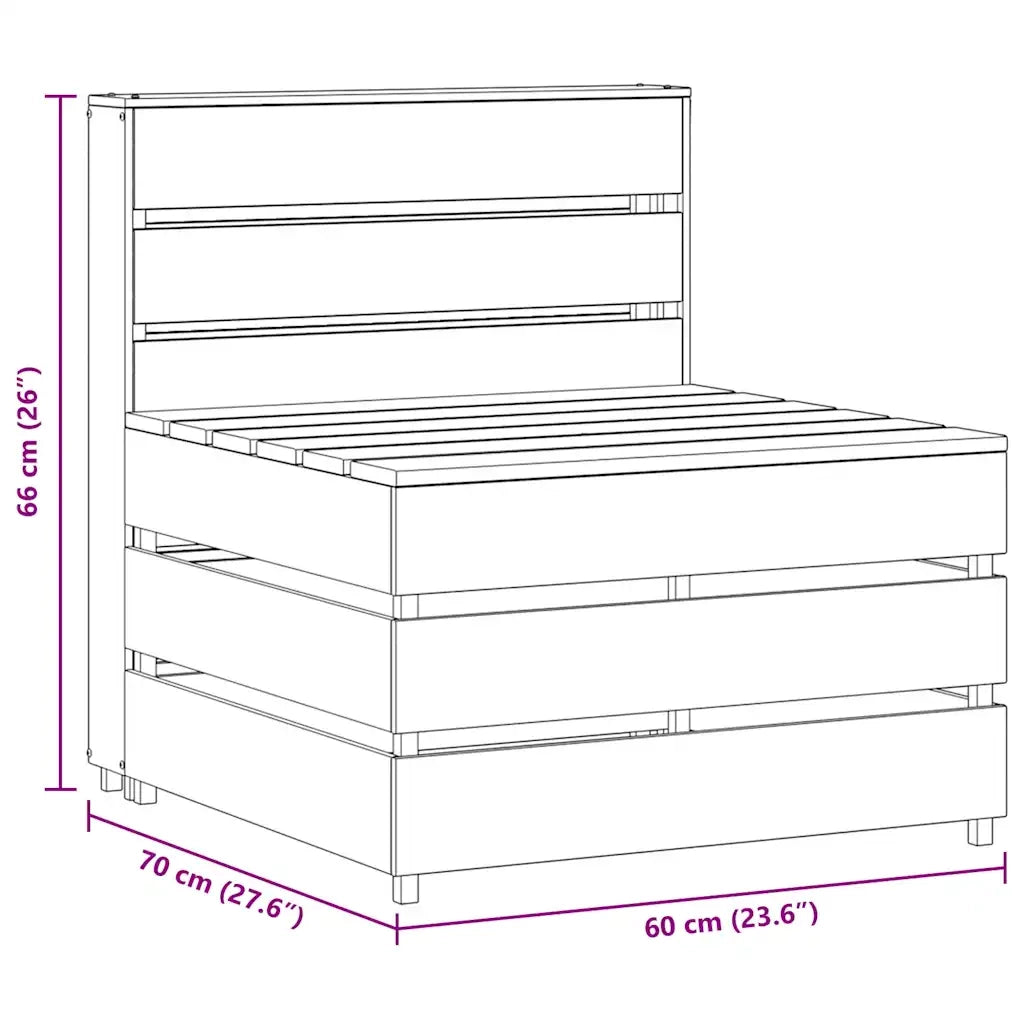 Divano Centrale da Giardino Pallet Legno Pino Impregnato Grigio 316195