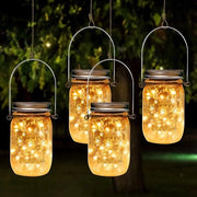 Lanterne a energia solare per esterno - 4 pezzi di lampada solare con 30 led - Vaso di vetro lampada da appendere impermeabile per giardino terrazzo decorazione di festa