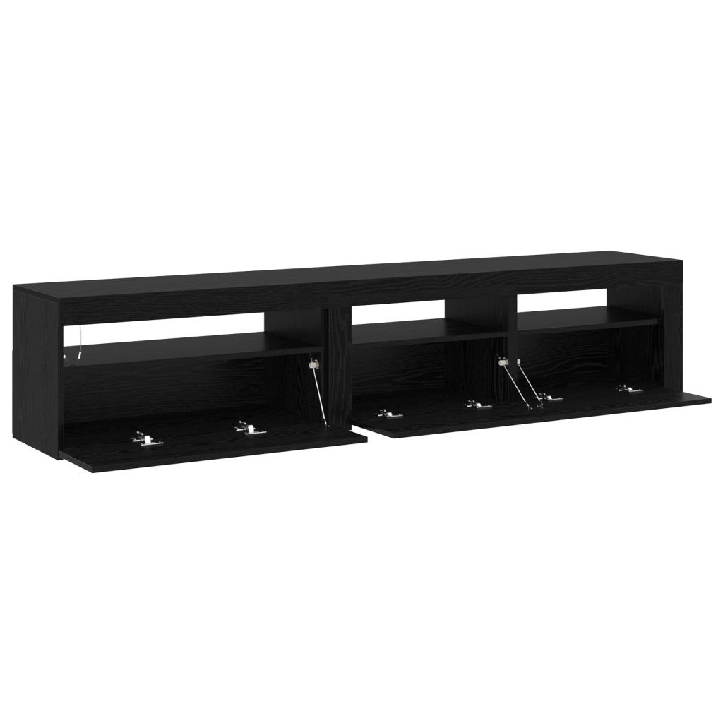 Mobiletti TV 2 pcs con luci LED in rovere nero e legno ingegnerizzato