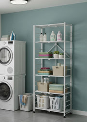 Ficulle, Scaffali 6 Ripiani, 71x38x190h cm Bianco