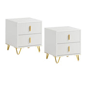 SoBuy Set di 2 Comodino Camera da Letto - Comodino con 2 Cassetti, Tavolino Salotto - Moderna Cassettiera L40 x P40 x A47 cm Bianco FBT115-Wx2