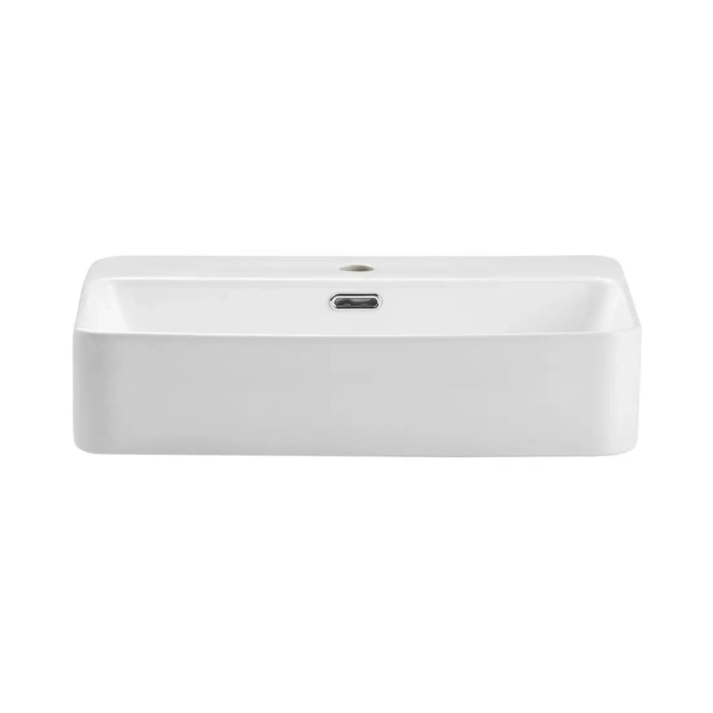 Lavabo da appoggio rettangolare 55x38 cm in ceramica bianca lucida