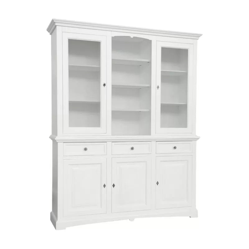 Cristalleria in legno 3 ante shabby bianco 170x46x215 - Mobili 2G