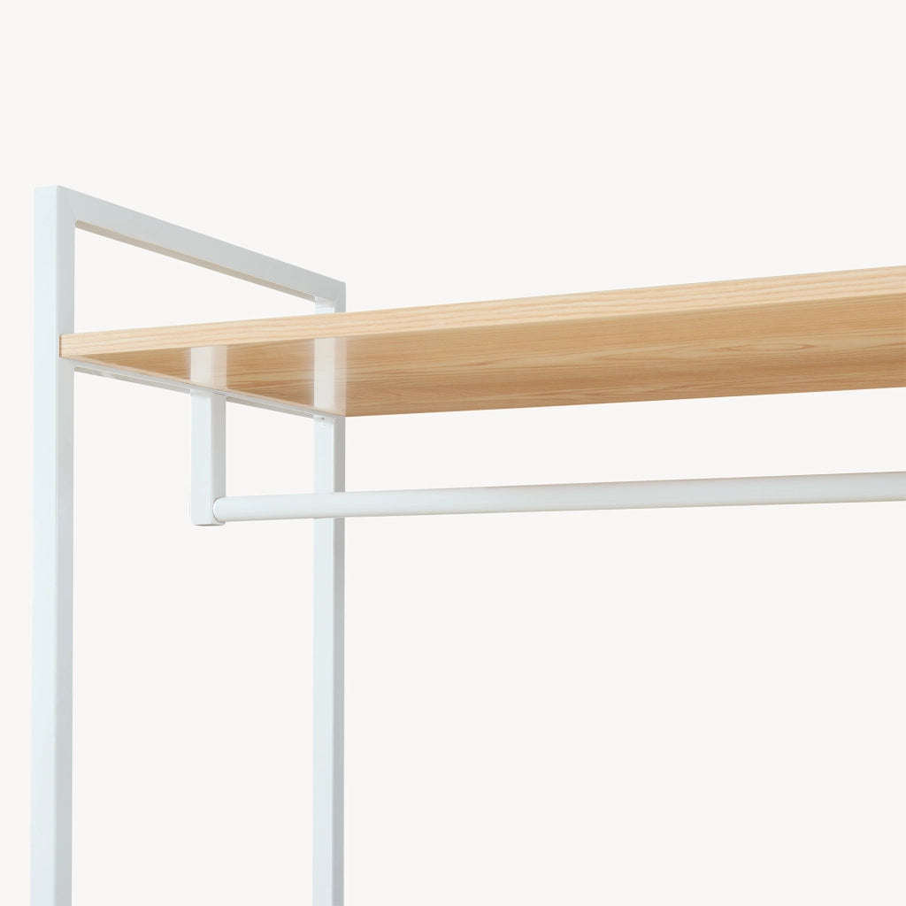 Organizzatore Guardaroba Larem Mobile Porta Abiti con Armadietto - Bianco / Effetto Rovere [en.casa]