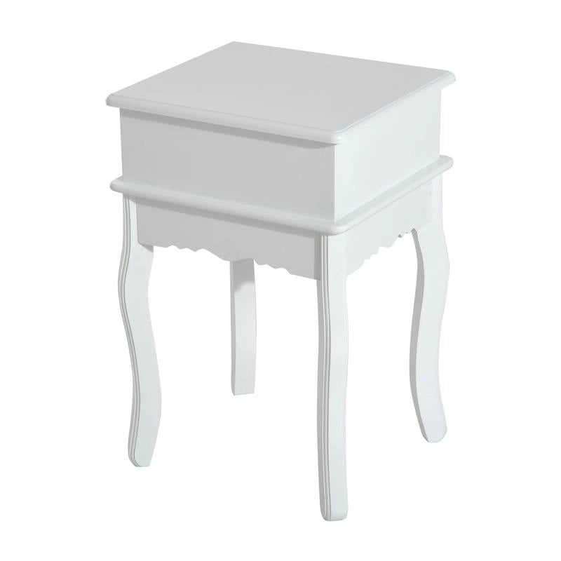 COMODINO CON CASSETTO IN LEGNO BIANCO 40 X 35 X 60 CM