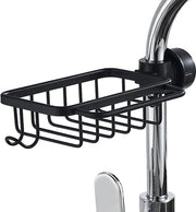 Supporto per asciugamano 26 cm, organizzatore per doccia, pannello per cucina e bagno, supporto per spugne in alluminio, organizzatore per cucina, maniglione per cucina, nero