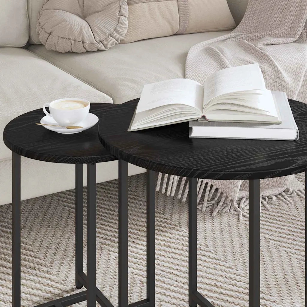 Set tavolini 2 pcs Rovere Nero 869696