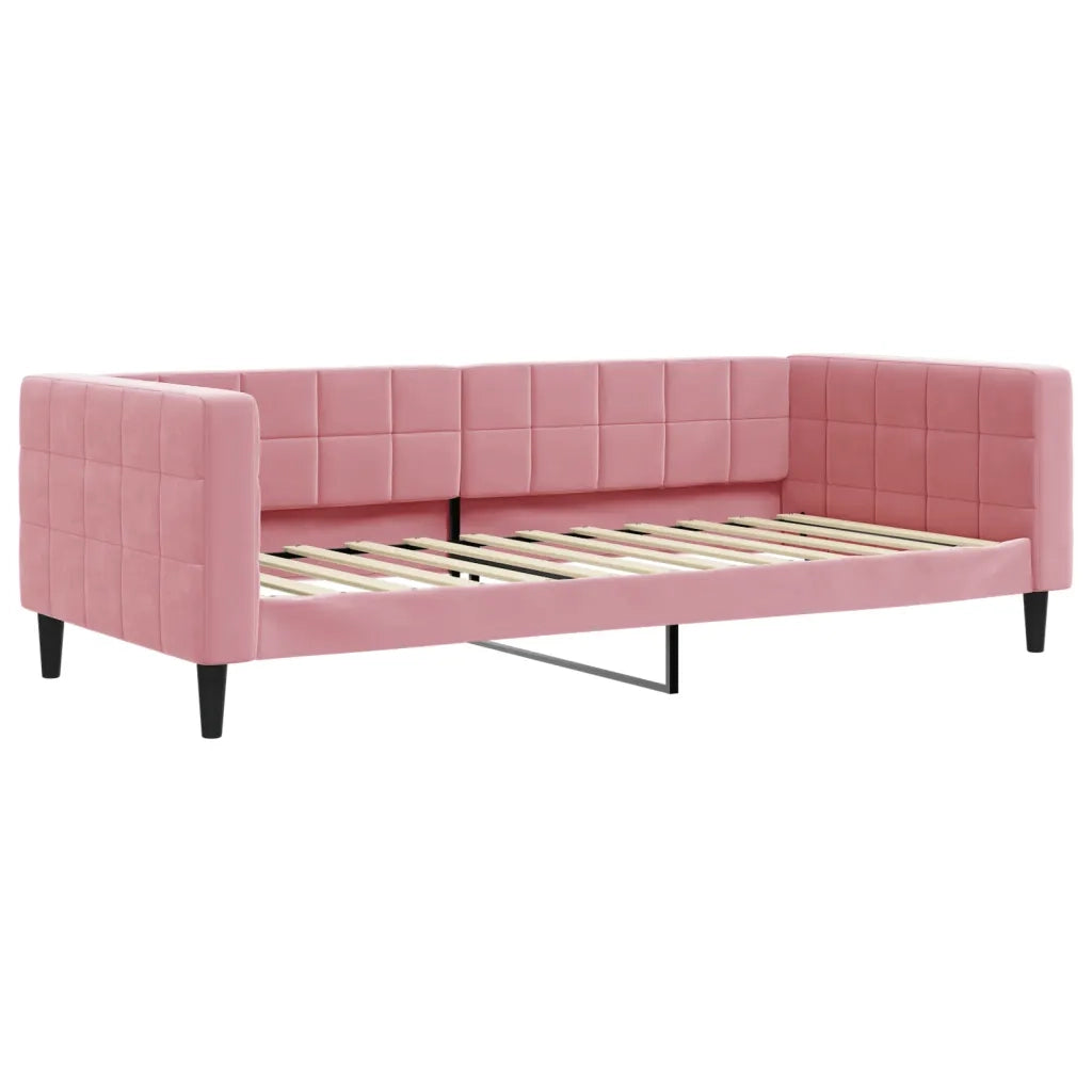 Divano Letto Estraibile con Cassetti Rosa 90x200 cm Velluto 3196766