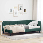Cornice del letto ad angolo Verde Scuro 100 x 200 cm Velluto