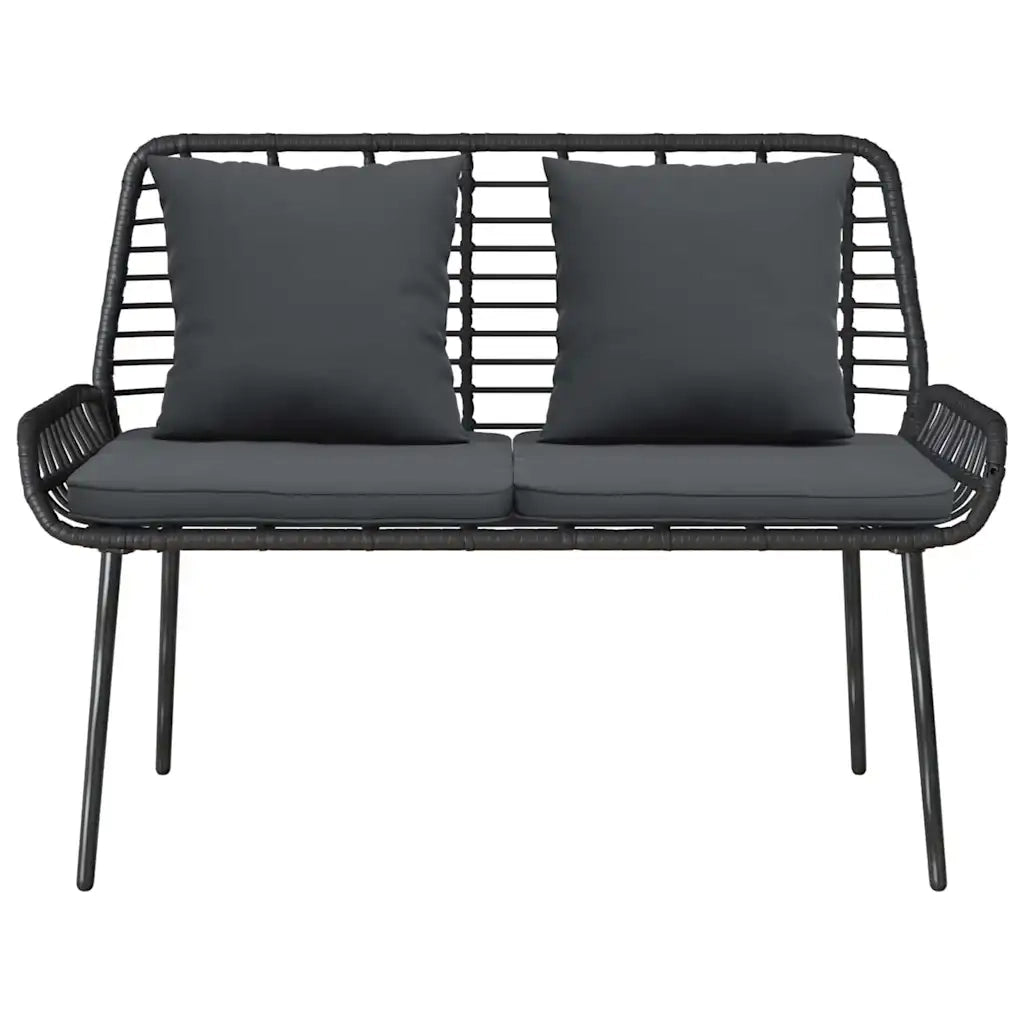 Panchina da Giardino | Panca da Giardino Nero e antracite polyrattan