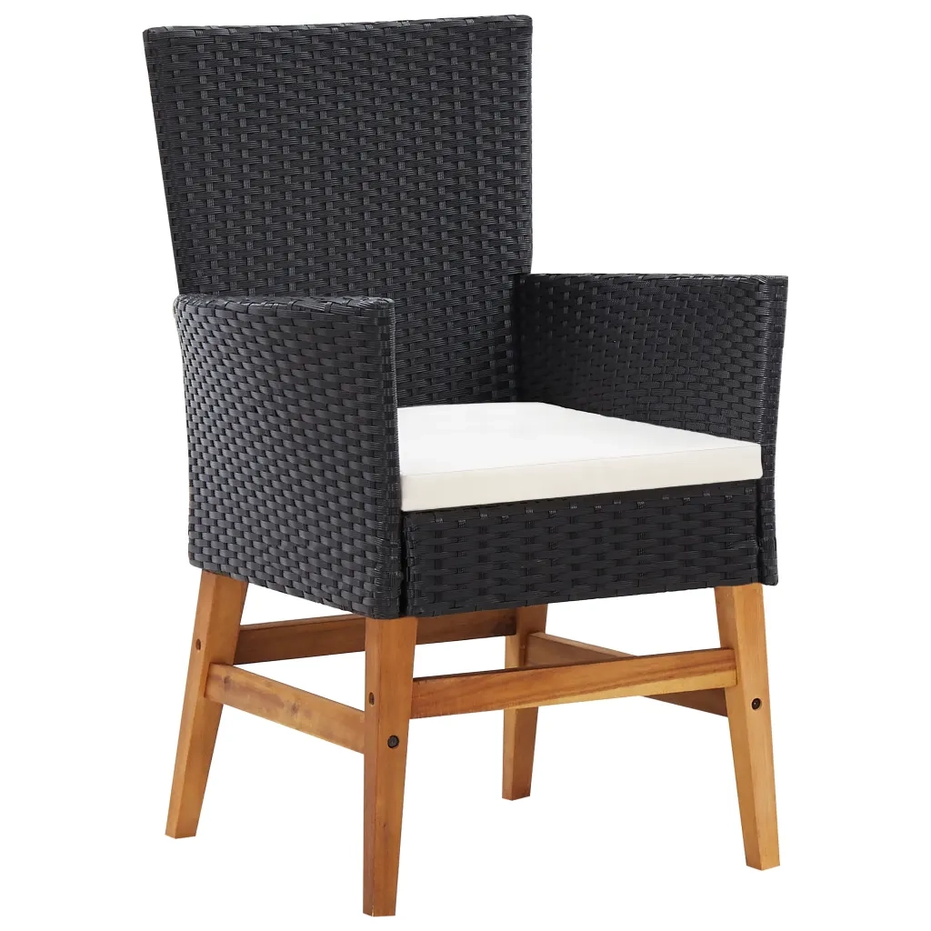 Set da Pranzo da Giardino 9 pz in Polyrattan e Acacia Nero cod mxl 55542