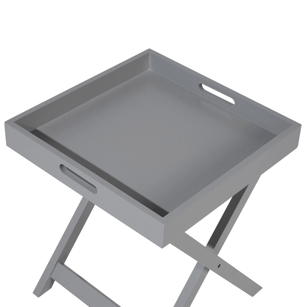 Tavolino da caffè Vassoio rimovibile pieghevole in legno grigio dal design scandinavo