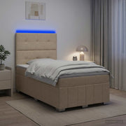Letto Box Spring LED con Materasso Crema 120 x 190 cm Tessuto 3455561
