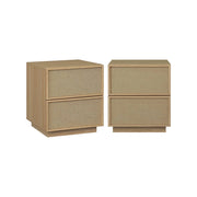 Set di 2 comodini decorati in legno e tessuto con 2 cassetti, 42x48