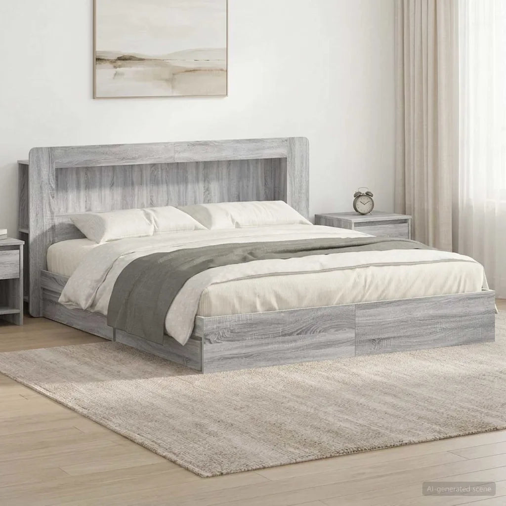 Telaio del letto con storage Sonoma grigio 200 x 200 cm
