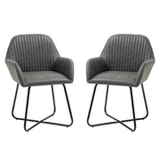 Set 2 Sedie Imbottite 60x56,5x85 cm in Similpelle Grigie