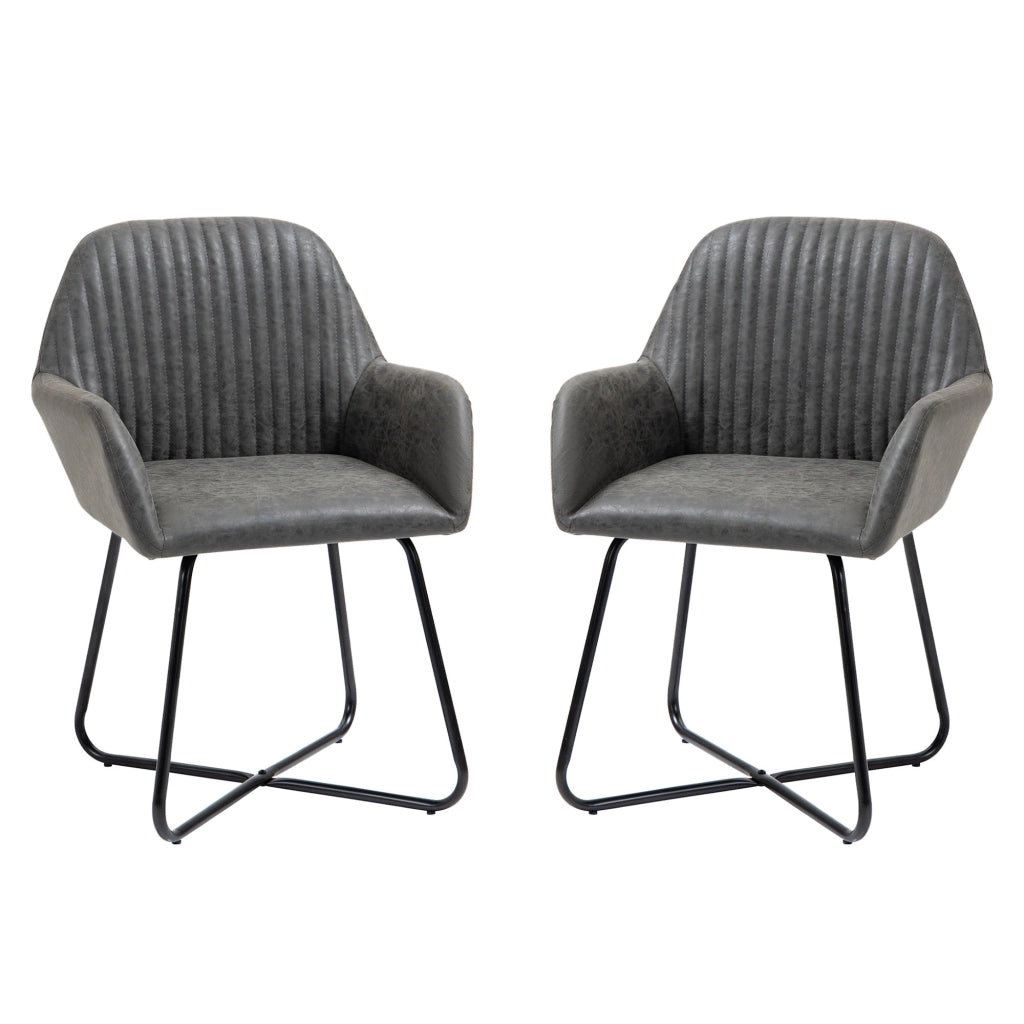 Set 2 Sedie Imbottite 60x56,5x85 cm in Similpelle Grigie