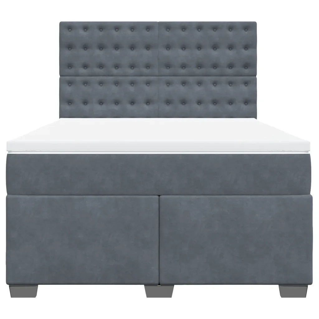 Giroletto a Molle con Materasso Grigio Scuro 140x200 cm Velluto