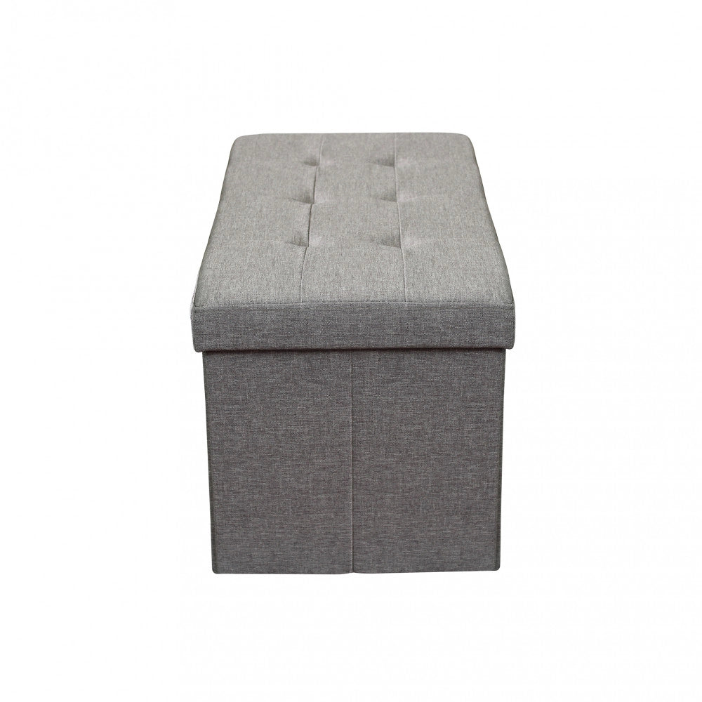 POUF CONTENITORE RETTANGOLARE IN STOFFA GRIGIO