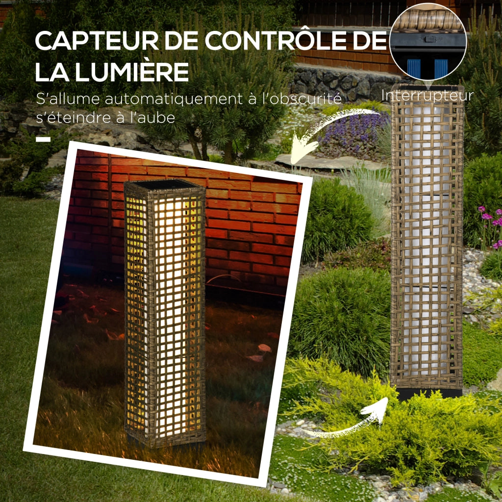Lampada da esterno solare in resina intrecciata ¨C zephmum ¨C 15.5x15.5x69 cm