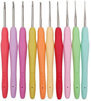 Set di Aghi da Maglia a 10 Pezzi - Manico Ergonomico - Alluminio - Diverse Dimensioni 0,5-2,75 mm - Ideale per Principianti - Pomo Antiscivolo - Set di Aghi da Maglia
