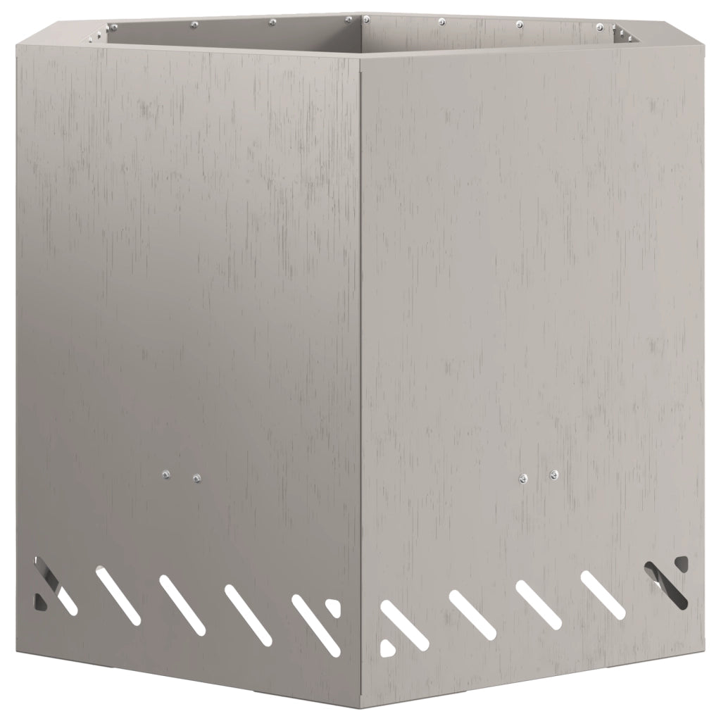 Caminetto senza fumi Esagonale 58x58x51 cm Acciaio invecchiato