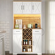 Credenza alta da cucina con LED RGB, portabottiglie e prese