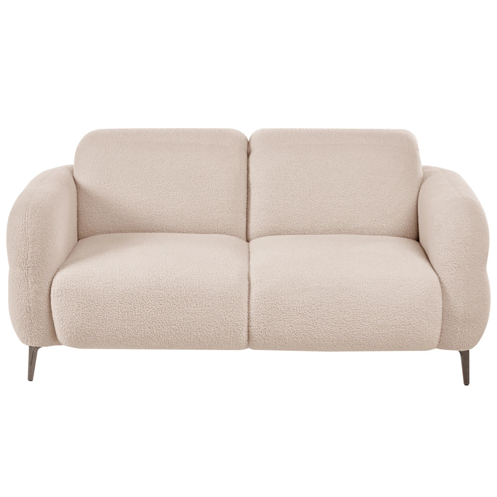 Divano a 2 posti in tessuto bouclè beige con poggiatesta regolabili Stile minimalista
