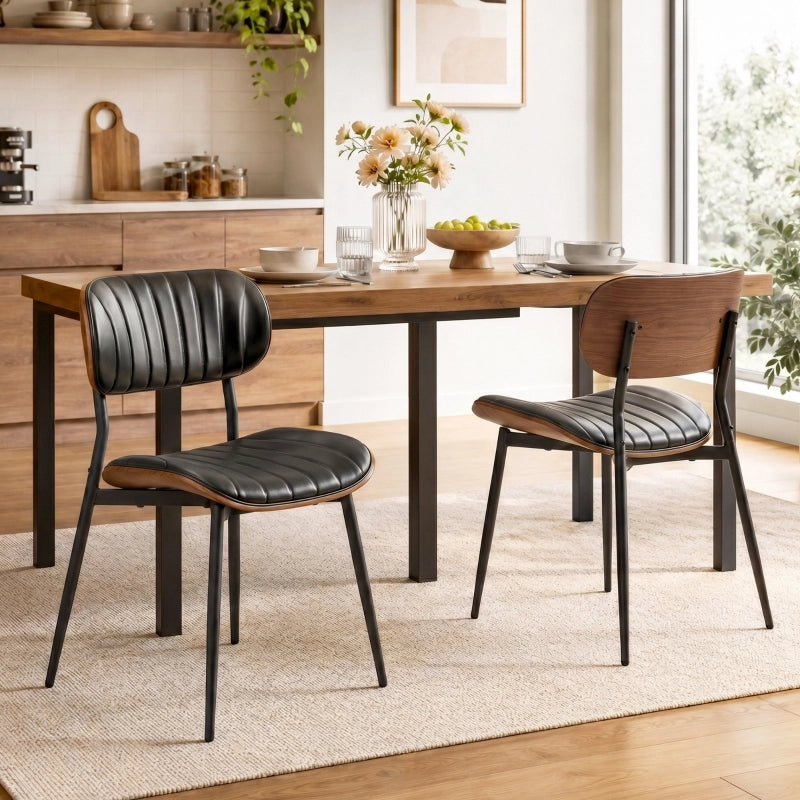SEDIA Imbottita Set da 2 pezzi 49,5 x 49,5 x 80 cm Nero PU