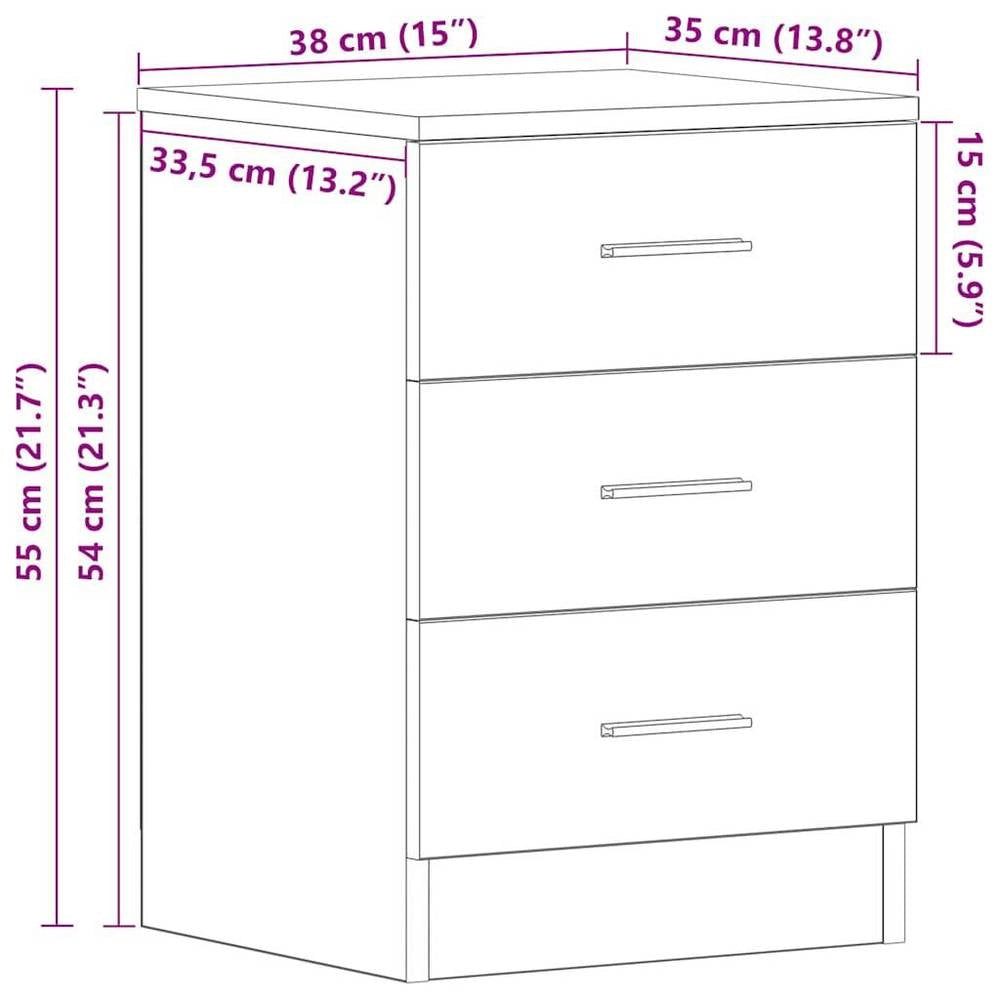 Bedside Tables 2 Pcs. Sonoma Oak 38x35x56 Cm Wood Material