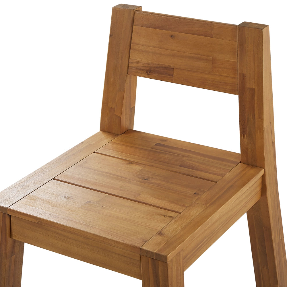 Sedia da giardino in legno massello di acacia laminato per interni ed esterni dal design rustico