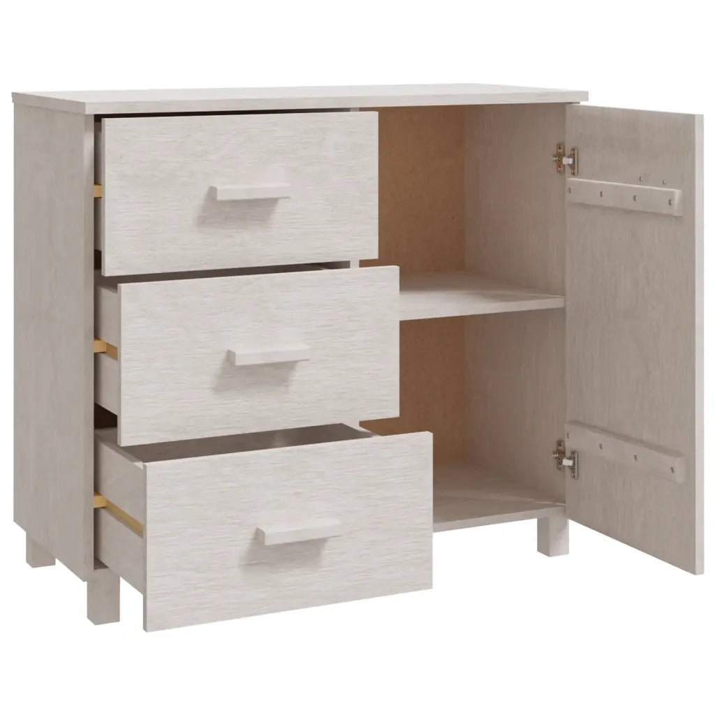 Credenza-Buffet-Armadio da cucina HAMAR Bianca 90x40x80 cm in Legno Massello di Pino