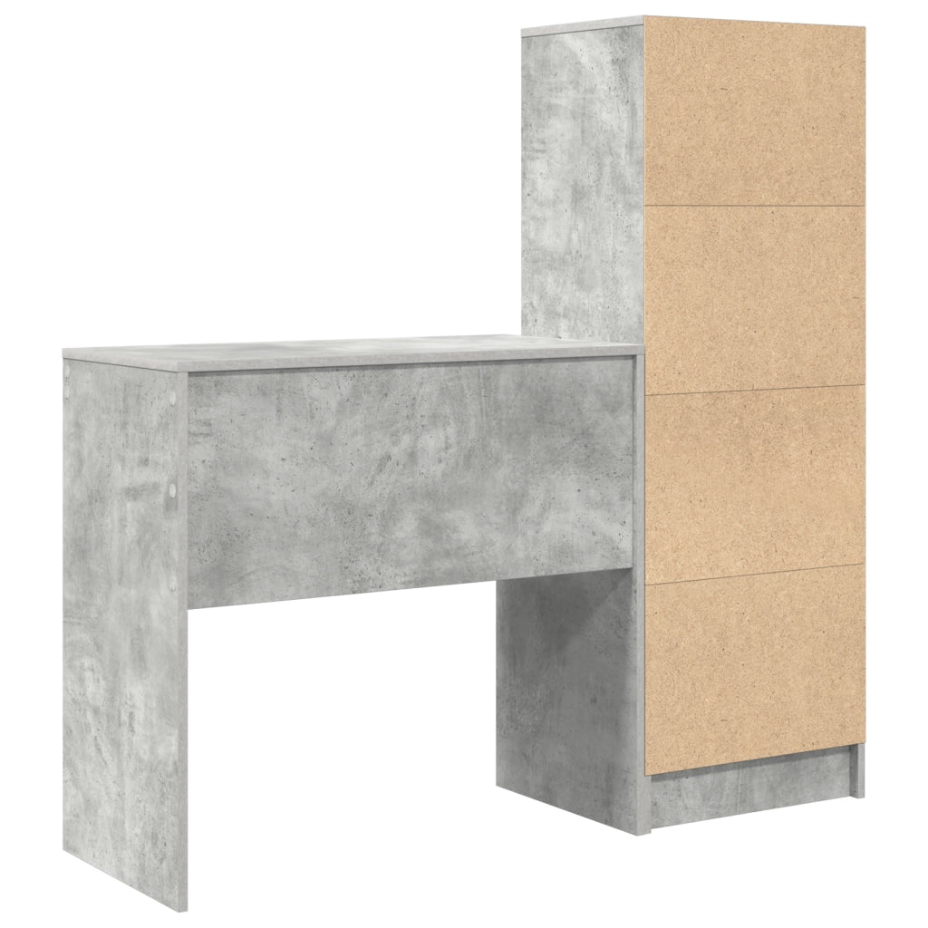 Scrivania con spazio di archiviazione in legno ingegnerizzato grigio cemento