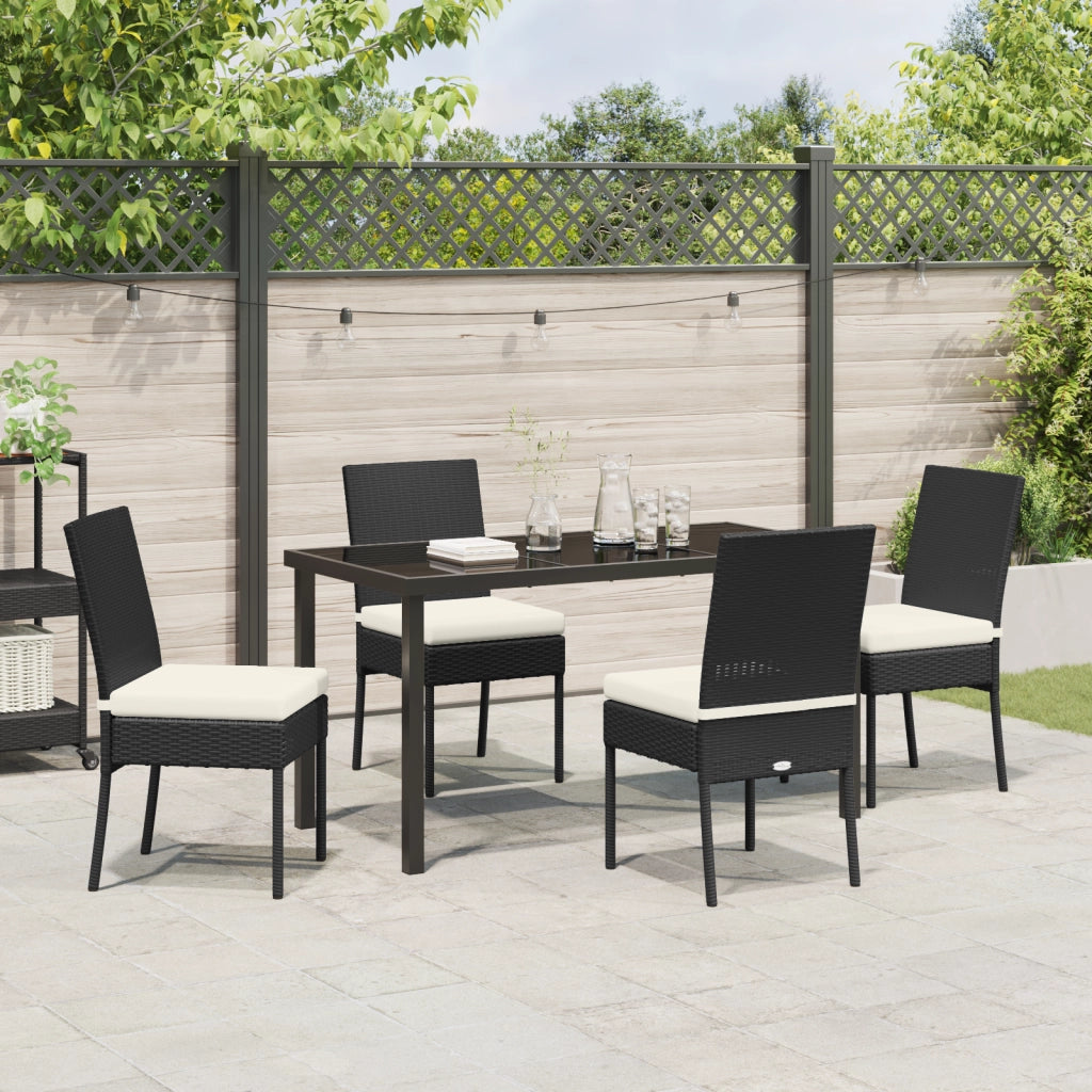 Set da pranzo da giardino 5 pezzi Nero Polyrattan