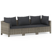 Set Divani da Giardino 3 pz | Set Salotto da Giardino con Cuscini in Polyrattan Grigio