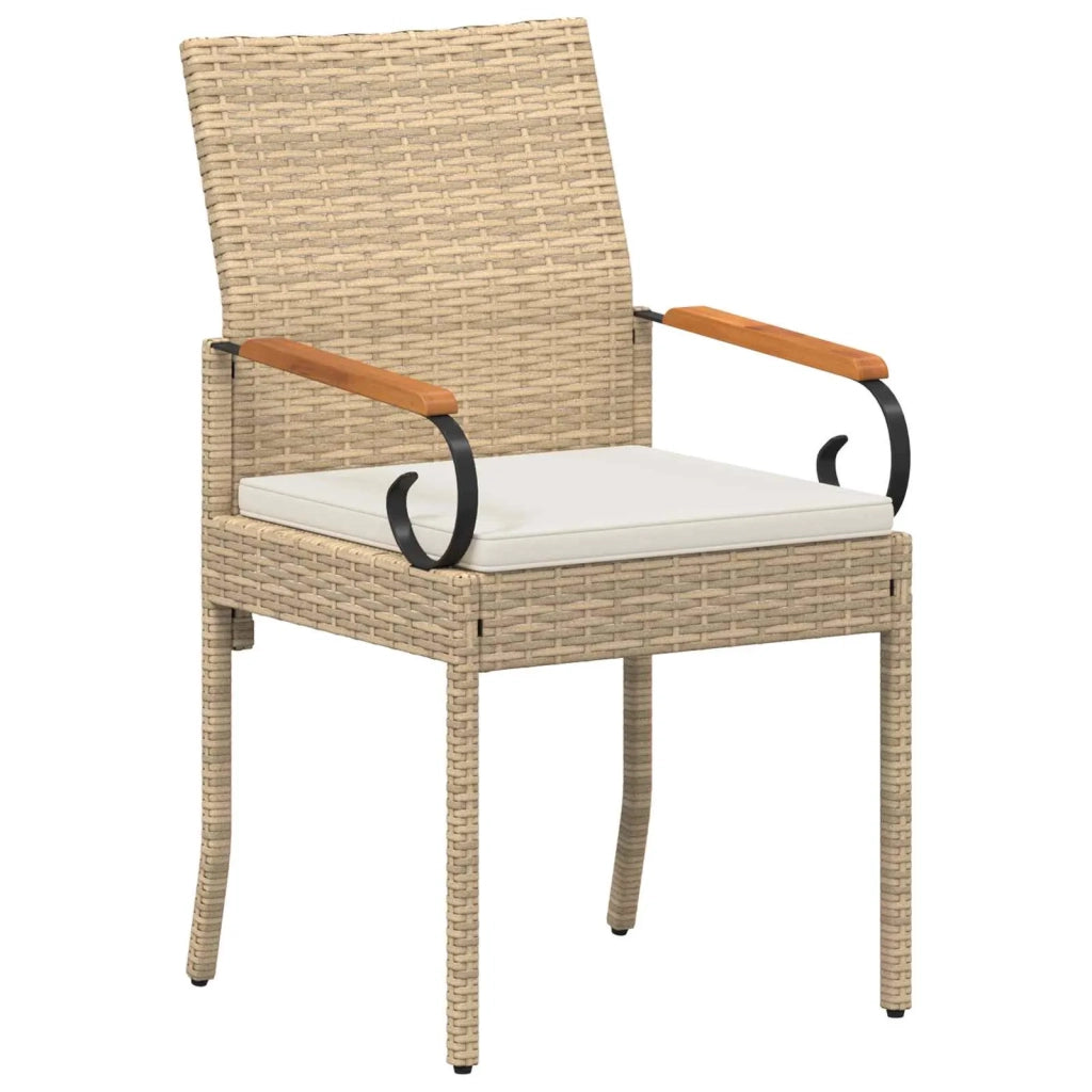 Sedie da giardino con cuscino 2 pcs Beige e Bianco Crema
