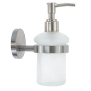 Trade Shop - Dispenser Porta Sapone Per Sapone Liquido In Acciaio Satinato Vetro Accessorio Bagno 87907 -